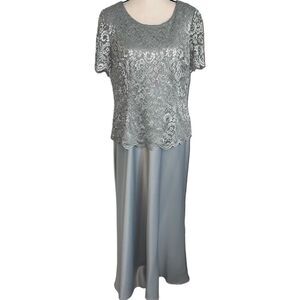 Alex Evenings Formal Gown Dress Size 16 Lace Satin Mother of the Bride Groom